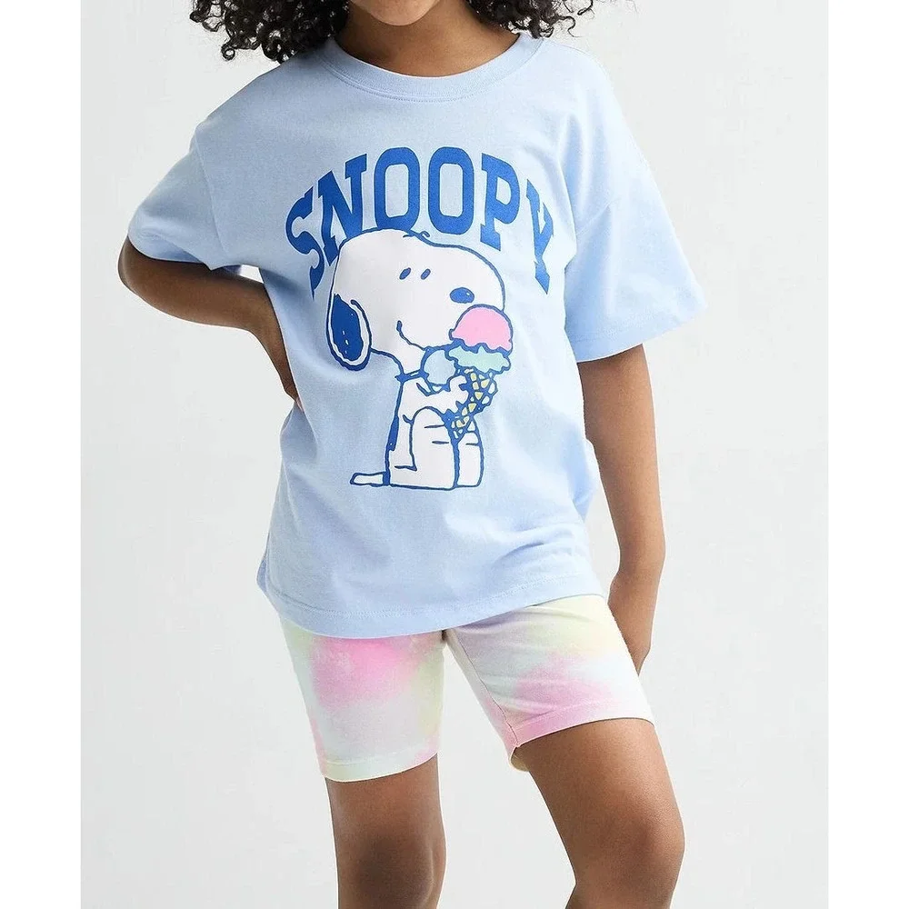 Kohl's Jumping Beans Girl's Snoopy Oversized Tee & Bike Shorts Set - Size 8